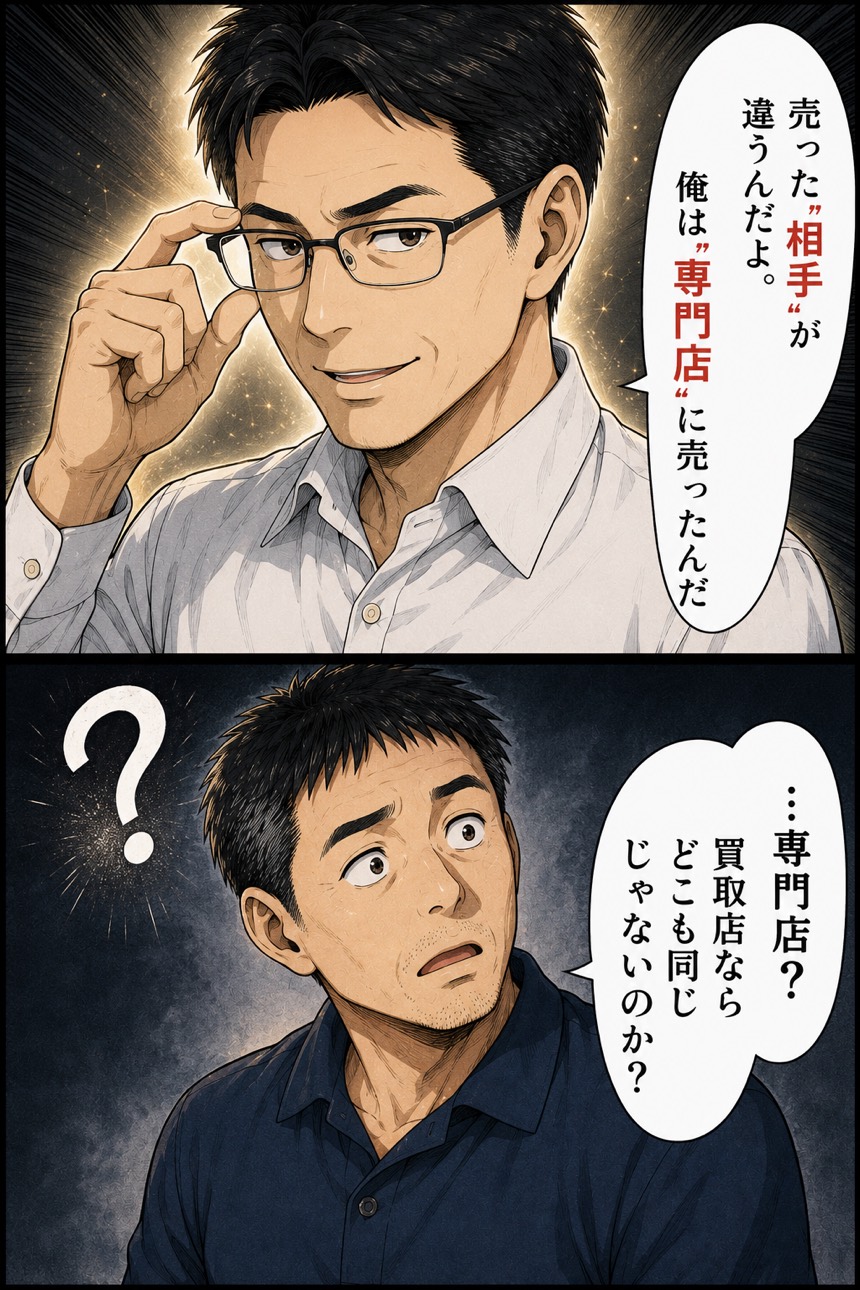 「売った相手が違う。俺は専門店に売ったんだ」と田中さん