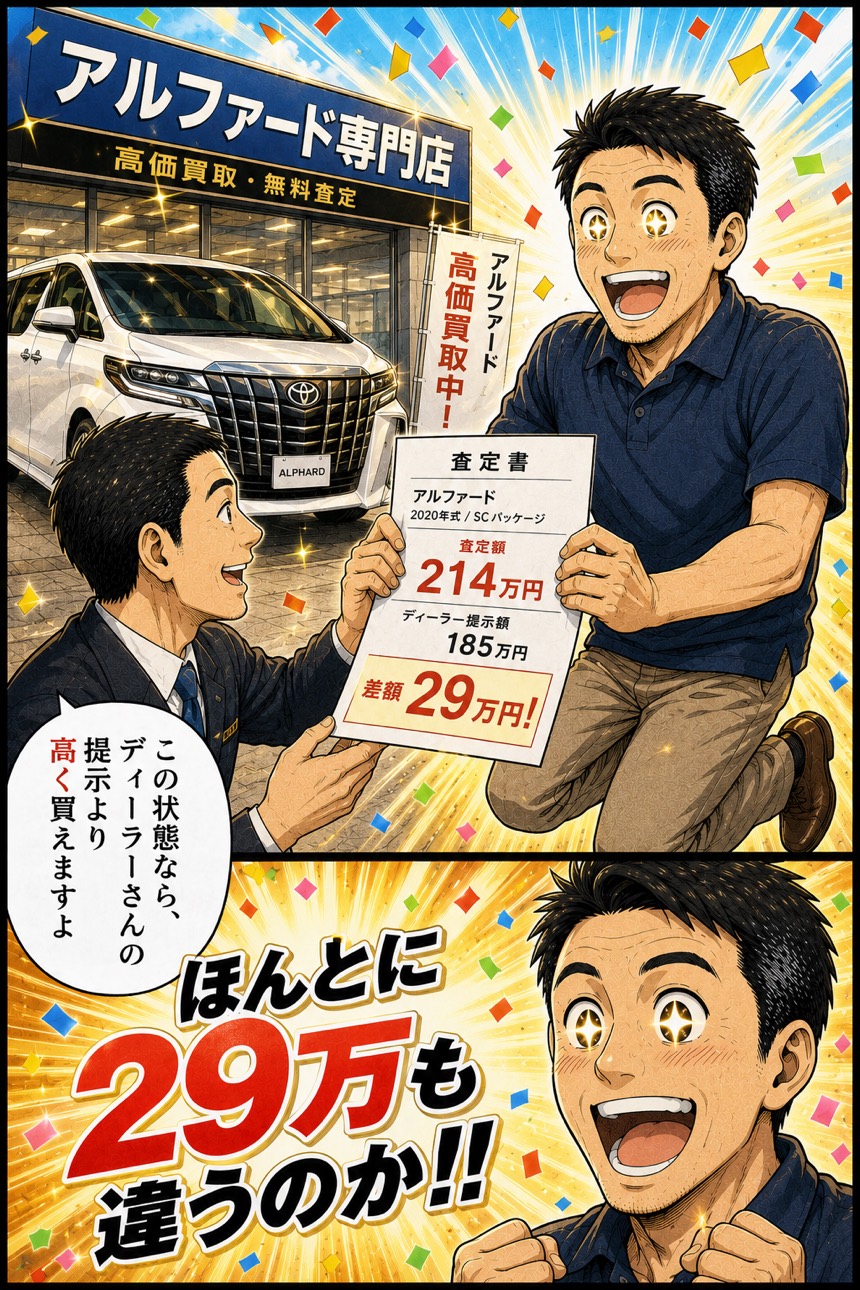 専門店の査定額を見て大喜びする佐藤さん